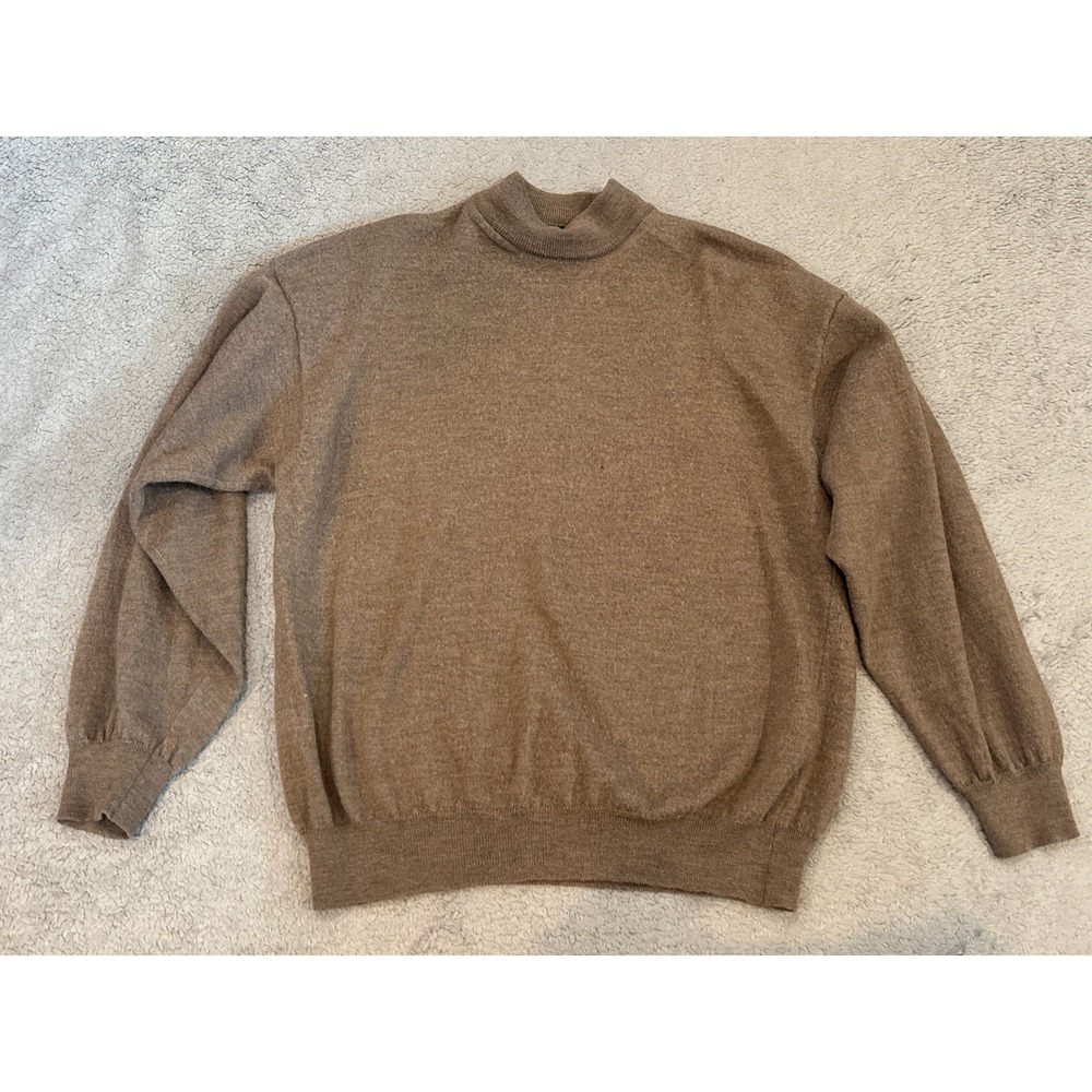 Marconi le collezioni Brown 100% Merino Wool Mock Neck Sweater Mens Large Italy